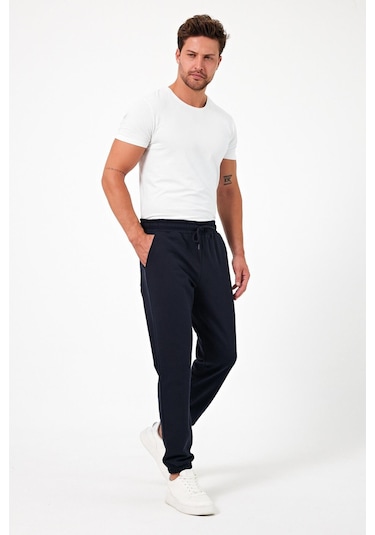 Kalın Lacivert Erkek Eşofman Altı Jogger Arka Cepli Lastik Paça Regular Fit Şardonsuz Cmreo96 Lacivert