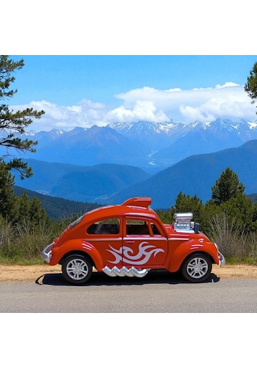 Metal Araba Çek Bırak Vw Bettle Modifiye Kırmızı Sesli Ve Işıklı Diğer