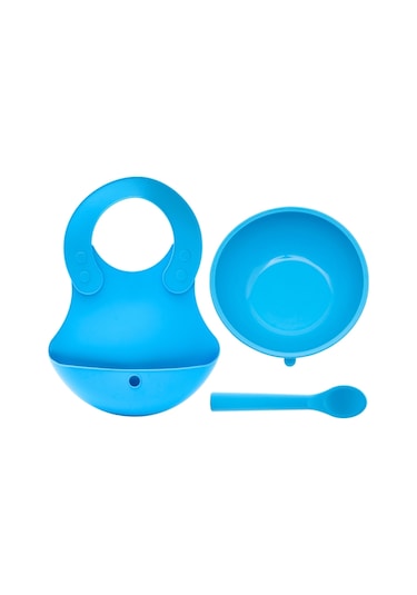 Babychefs Silikon Bebek Beslenme Seti 6 Parça-mavi