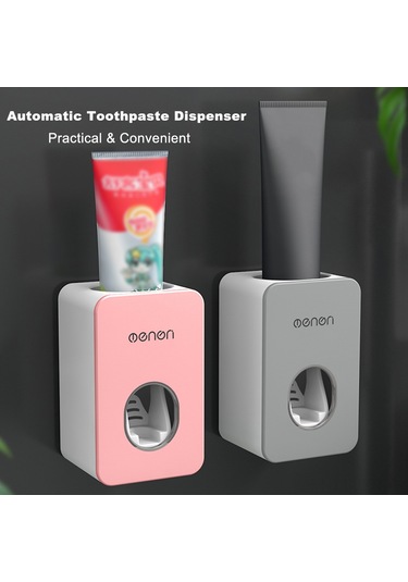 Geeroyoo Duvar Takılı Otomatik Diş Macunu Sıkıcı - Delme Yok Kurulum - Hijyenik Ve Pratik - Pembe Pembe