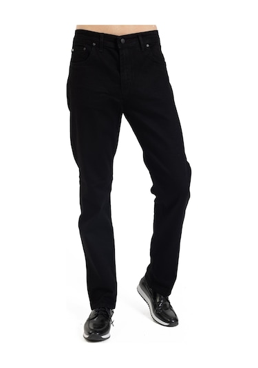 Yeni Sezon Erkek Dört Mevsimlik Likralı Regular Tam Kalıp Düz Paça Fermuarlı Yüksek Kaliteli Kot Pantolon 720-siyah Siyah