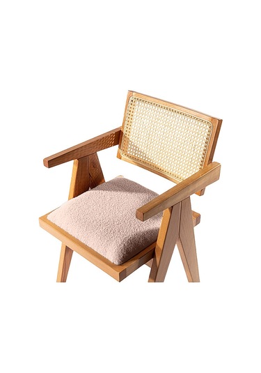 Luna Pergel Hazeranlı Model Hasırlı Natural Ahşap Sandalye Natural - Krem