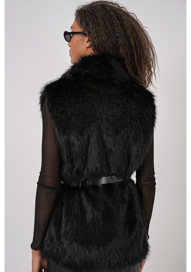 Bigdart 6804 Kadın Kürklü Yelek - Siyah
