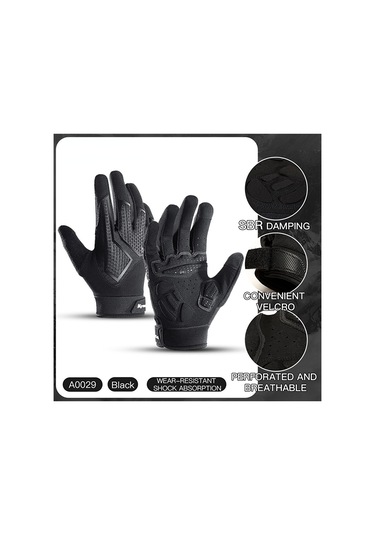 Ccgloball Uzun Parmak Açık Kaymaz Şok Emici Nefes Alabilen Güneş Koruyucu Dokunmatik Ekranlı Binicilik Eldivenleri Siyahm