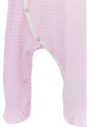 Boumini Bebek Tulumu Pembe Çizgili Patikli Tulum Fuşya