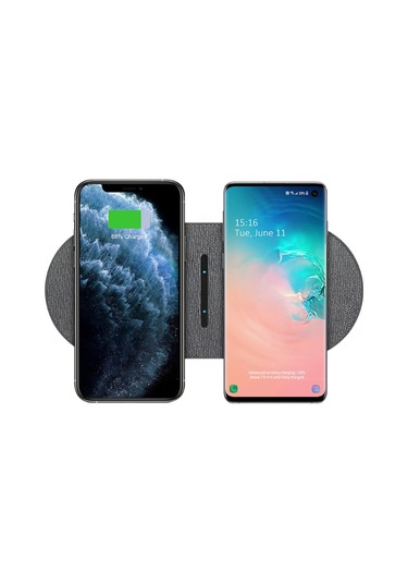Monyee Gri 2'li Kablosuz Şarj Aleti, İphone Ve Samsung İçin Hızlı Şarj, 10w Çift Güç, Akıllı Kontrol, Hafif Tasarım