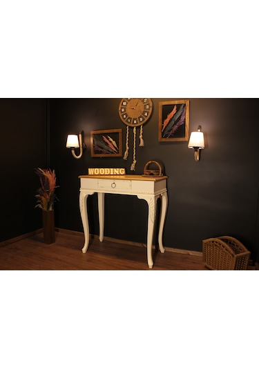 Wooding 80 Cm Masif Naturel Krem Oymalı Dresuar Krem