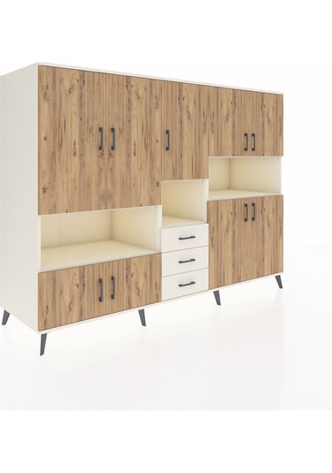 Kronos Dolap 13 Raflı 3 Çekmeceli 9 Kapaklı 220x59x163 Aytaşı-çam Aytaşı-çam/aytaşı