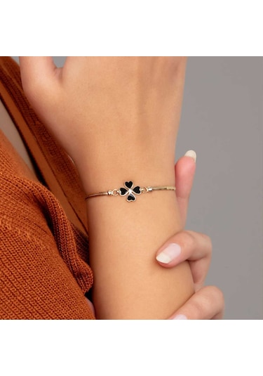 Altınbeyı Dört Yapraklı Yonca Siyah Renkli 4.50 Gram 14 Ayar Sarı Altın