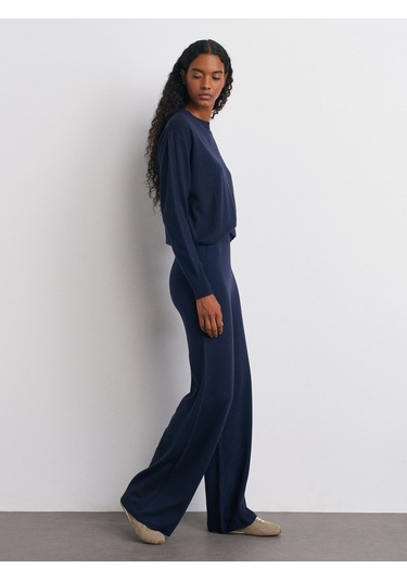 Dilvin 70163 Beli Lastikli Yünlü Triko Pantolon-laci Mel. Laci Mel.