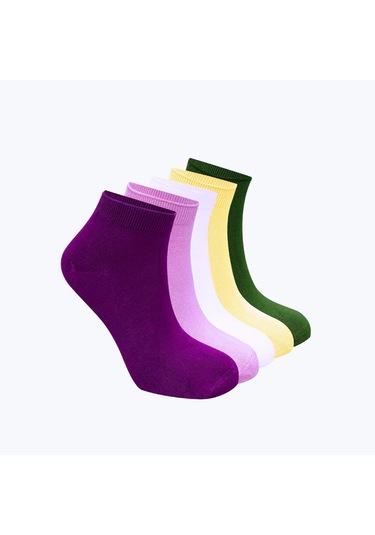 Kral Socks Kadın Kaliteli Bambu Patik 5 Adet Dikişsiz Görünmez Kısa Çorap Asorti