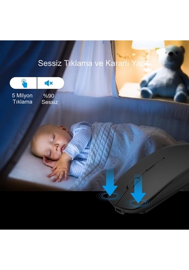 Hymark M235 Sessiz Tıklama Şarjlı Çift Modlu Bluetooth Kablosuz Mouse