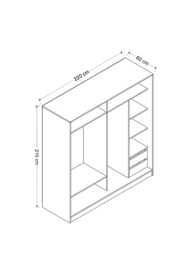 Minarmobilya Minar Kale210Y 2K Sürgülü Dlp 220G Cm - Byz Aynalı Dore