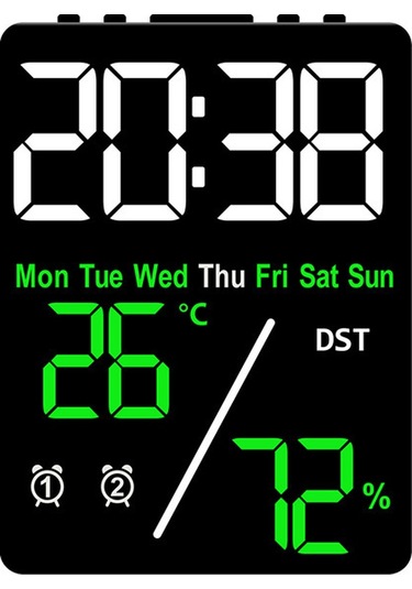 Zilinn Çok Fonksiyonlu Büyük Ekran Dijital Çalar Saat Nem Ekranı Parlaklık Ayarı Şarj Masaüstü Saat Ev Ofis Dekoru Yeşil Siyah Kabuk -68 Çok Renki Zilinn Çok Fonksiyonlu Büyük Ekran Dijital Çalar Saat Nem Ekranı Parlaklık Ayarı Şarj Masaüstü Saat Ev Ofis Dekoru Yeşil Siyah Kabuk -68 Çok Renki