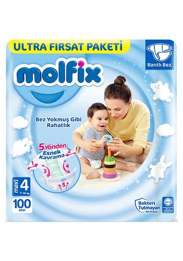 Molfix Bebek Bezi Ultra Fırsat Paketi Maxi 4 No 100 lü