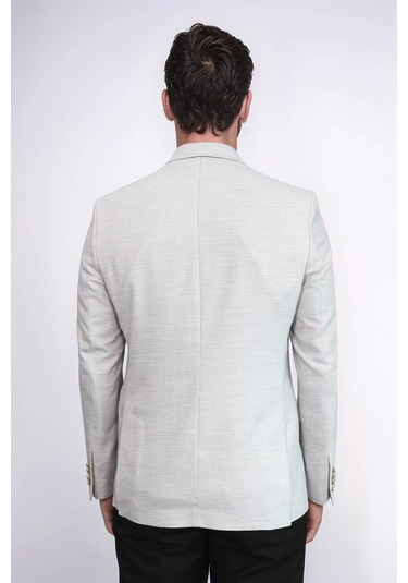 Açık Gri Balıksırtı Desenli Gold Renk Metal Düğmeli Slim Fit Erkek Blazer Ceket - Wessi Grey Açık Gri Balıksırtı Desenli Gold Renk Metal Düğmeli Slim Fit Erkek Blazer Ceket - Wessi Grey