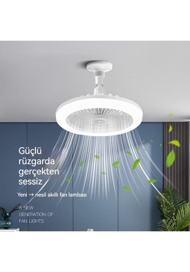 50we27 Vidalı Üç Renkli Evrensel Kafa Uzaktan Kumanda Fan Işığı-b Beyaz