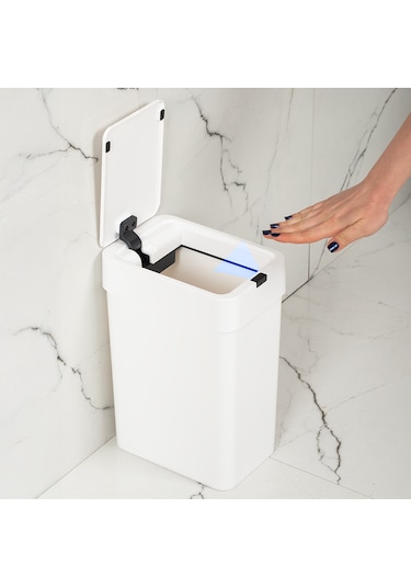 Porsima Me-06 Hareket Sensörlü 9lt Sessiz Banyo Mutfak Çöp Kovası Beyaz