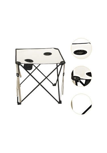 Dolıty Katlanabilir Kamp Masası Ağır Hizmet Tipi Çerçeve Beyaz Ve Siyah Çok Renkli
