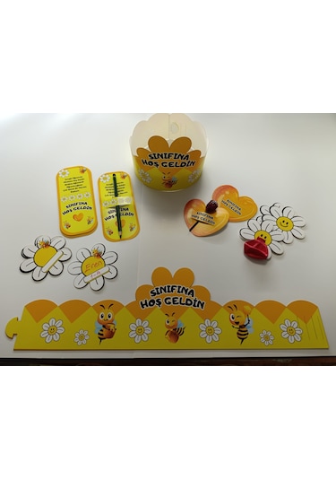 Okuluna / Sınıfına Hoş Geldin Öğrenci Tacı Ve Hediye Kartı Seti 5 Parça 8'li 01 7