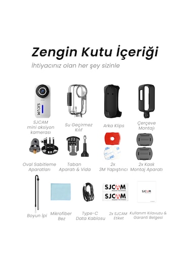 Sjcam C110 4k Eıs F2.0 15mp 125 Ip65 Mini Aksiyon Kamerası Siyah
