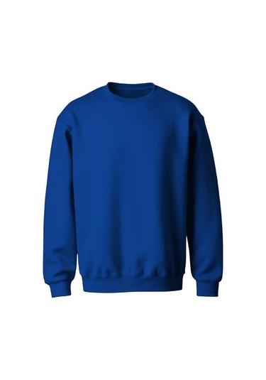 Erkek Bisiklet Yaka Relax Fit Kalıp 2 İplik Mevsimlik Baskısız İnce Sweatshirt Ekru