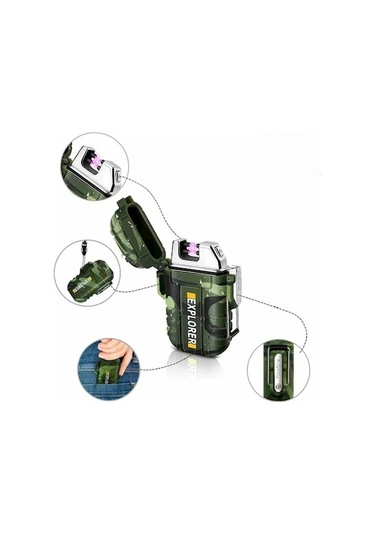 Trendooze Gaojunshop01 Siyah Phfrq Çift Yaylı Usb Şarjlı Kamp Çakmak, Unik Hediye Siyah