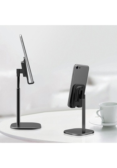 Maiyame Alüminyum Geniş Tabanlı Uzatılabilir Telefon Ve Tablet Ayakçılığı - Siyah, 45 Derece Açı Ayarlı, Dikey-yatay Kullanıma Uygun