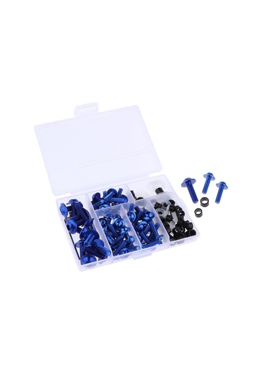 Suntek Motosiklet Komple Fairing Civata Takımı Raptiye Klipler Vidalar Mavi 158 Adet