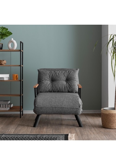 Pafu Sando Tekli Katlanır Yataklı Koltuk Keten Gri