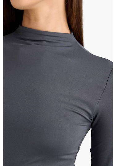 Defacto Yarım Balıkçı Yaka Uzun Kollu Çıtçıtlı Body F9242ax25auar58 Antrasit