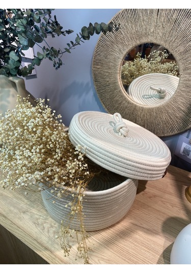 Walnut Kapaklı Krem Jüt Sepet Krem