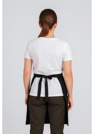 Kadın Belden Bağlamalı Barista Şef Mutfak Önlüğü 60x60 Cm Siyah