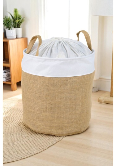 İronika Jüt Kumaş Dolap İçi Organizer Oyuncak Kutusu Eşya Çamaşır Saklama Sepeti Düzenleyici Kutu 5li Set Kahverengi