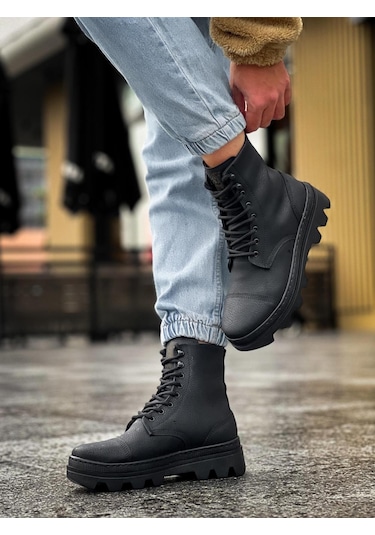 Knack Yüksek Taban Ayakkabı B-023 Siyah Siyah Taban Siyah Siyah Taban