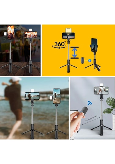 Buffer Kendiliğinden Işıklı Masaüstü Tripod Olabilen Telefon Tut