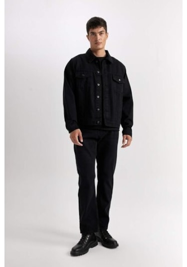 DeFacto Düğmeli Cepli Jean Ceket D2846AX24AUNM40 Siyah