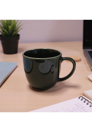 Vintage Seramik Kahve Kupası Koyu Yeşil