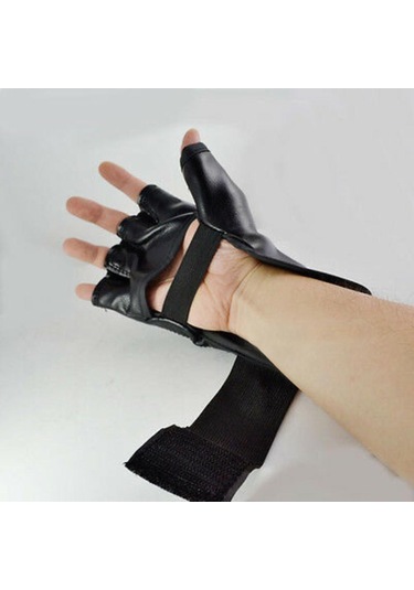 1 Çift Mma Muay Thai Eğitimi Delme Yarım Parmak Eldiveni Müsabaka Boks Eldiveni Siyah