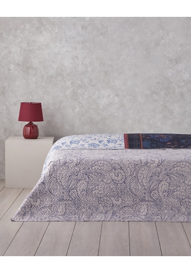 English Home Flora Drape Çift Kişilik Çok Amaçlı Örtü 200x220 Cm Mavi Mavi