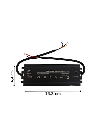 HazarLed 12 Volt 8,3 Amper Ip67 Su Geçirmez Dış Cephe Led Adaptör 100 Watt