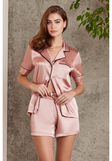 Pierre Cardin Brandy Kadın Saten Biyeli Pijama Takımı 1205 Bronz