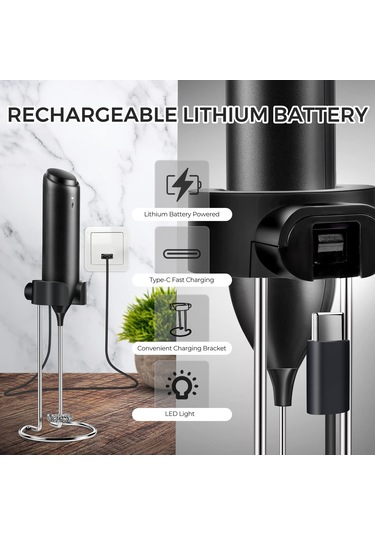 Kangvka Hızlı Şarjlı Duvar Tipi Süt Köpürtücü Ve Karıştırıcı - E Modeli