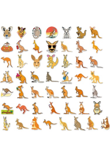50 Adet/takım Kanguru Çıkartmaları Su Geçirmez Kendinden Yapışkanlı Karalama Defteri Dizüstü Bilgisayar Karikatür Çıkartmaları El Sanatları Ürünleri Kaesi Çok Renkli
