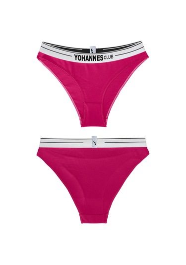 Yohannes Club, Kadın Pamuklu İç Çamaşırı Takımı, Renk Seçenekli, Bralet-kemerli Bikini Slip Pembe