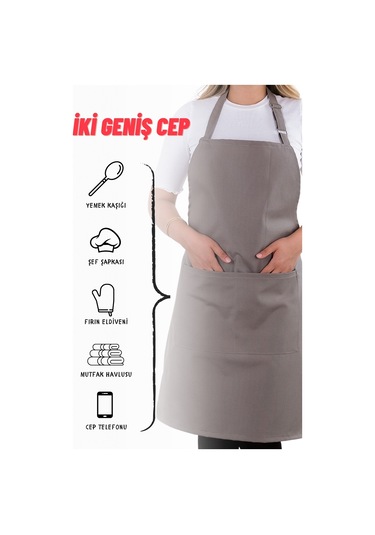 4 Adet Simple Ayarlanabilir Askılı Mutfak Önlüğü Antrasit