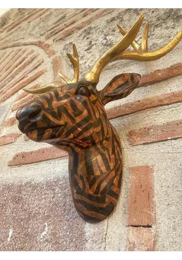 Geyik Duvar Bust Biblo Desenli