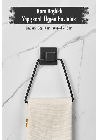 Yapışkanlı Kare Başlıklı Siyah Üçgen Havluluk Çok Renkli