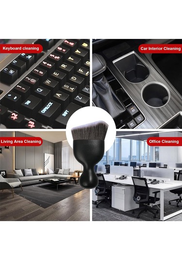 Reedark Araç İç Detay Temizleme Fırçası Yumuşak Eğik Tüy - Otomatik Toz Toplama - Panel & Klima Delikleri - Ev & Araç Kullanıma Uygun - Kahve/beyaz