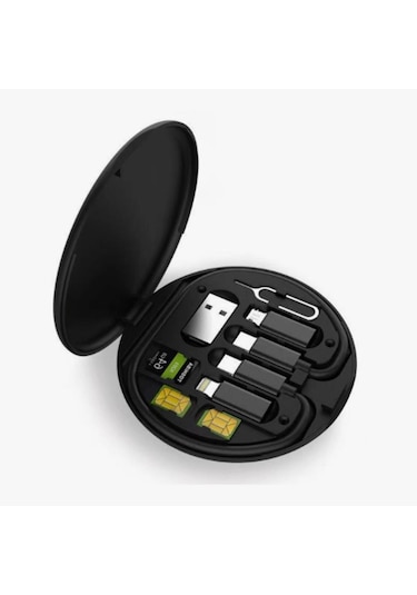 Şarj Kablosu Seti 5'i 1 Arada Seyahat Kablo Seti Usb Type-c 60w Destekli Kablo Kutusu
